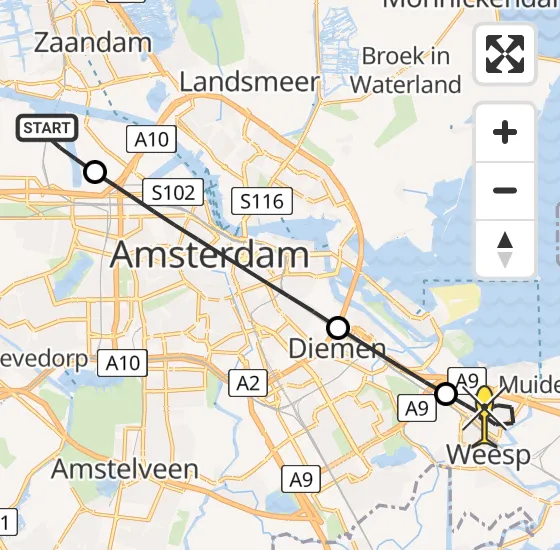 Vlucht Traumahelikopter PH-LLN van Amsterdam Heliport naar Weesp op maandag 7 oktober 2024 15:17