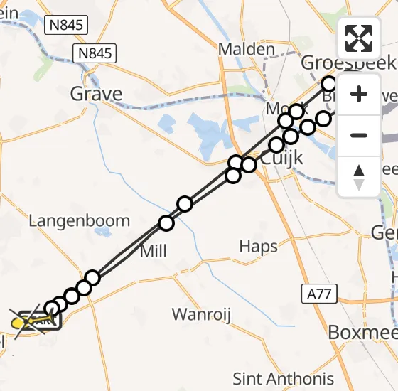 Vlucht Traumahelikopter PH-DOC van Vliegbasis Volkel naar Vliegbasis Volkel op maandag 7 oktober 2024 19:21