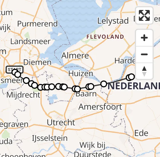 Vlucht Politiehelikopter PH-PXX van Schiphol naar Ermelo op maandag 7 oktober 2024 19:33