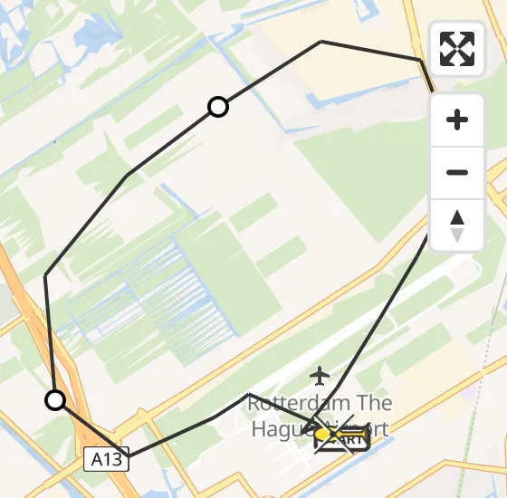 Vlucht Traumahelikopter PH-HVB van Rotterdam The Hague Airport naar Rotterdam The Hague Airport op maandag 7 oktober 2024 19:42