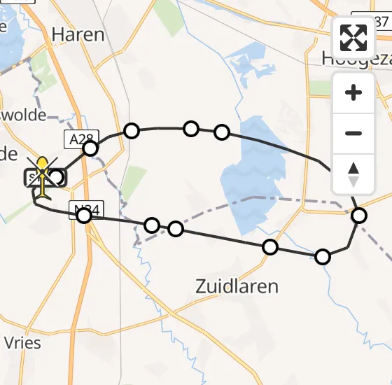 Vlucht Traumahelikopter PH-TTR van Groningen Airport Eelde naar Groningen Airport Eelde op dinsdag 8 oktober 2024 3:25