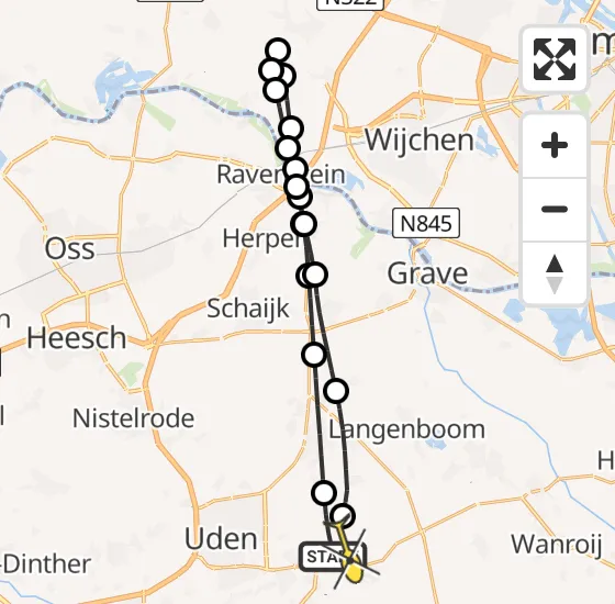 Vlucht Traumahelikopter PH-DOC van Vliegbasis Volkel naar Vliegbasis Volkel op dinsdag 8 oktober 2024 7:50