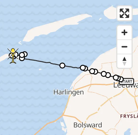 Vlucht Ambulancehelikopter PH-OOP van Marsum naar Vlieland Heliport op dinsdag 8 oktober 2024 7:57