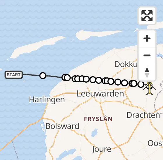 Vlucht Ambulancehelikopter PH-OOP van West-Terschelling naar Buitenpost op dinsdag 8 oktober 2024 8:37