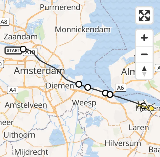 Vlucht Traumahelikopter PH-LLN van Amsterdam Heliport naar Huizen op dinsdag 8 oktober 2024 8:47