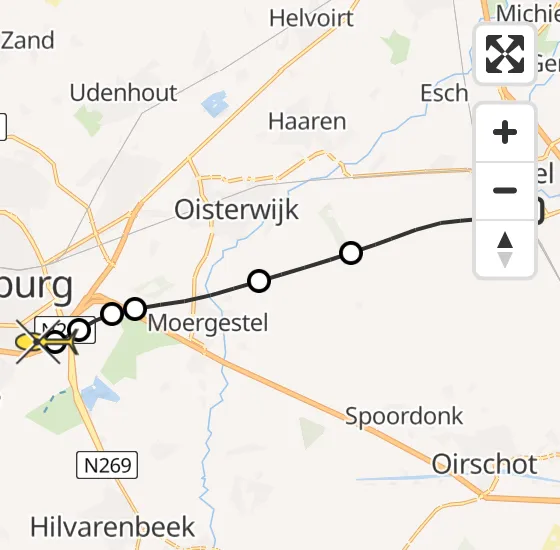 Vlucht Traumahelikopter PH-DOC van Boxtel naar Tilburg op dinsdag 8 oktober 2024 8:53