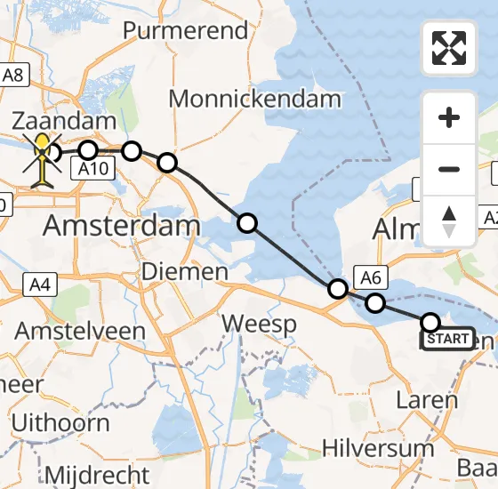 Vlucht Traumahelikopter PH-LLN van Huizen naar Amsterdam Heliport op dinsdag 8 oktober 2024 8:58