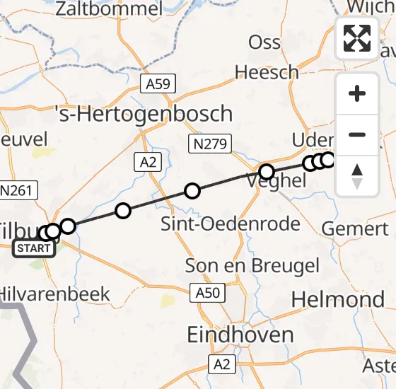 Vlucht Traumahelikopter PH-DOC van Tilburg naar Vliegbasis Volkel op dinsdag 8 oktober 2024 9:24