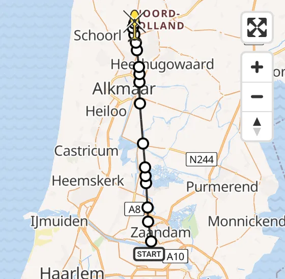 Vlucht Traumahelikopter PH-LLN van Amsterdam Heliport naar Oudkarspel op dinsdag 8 oktober 2024 9:30