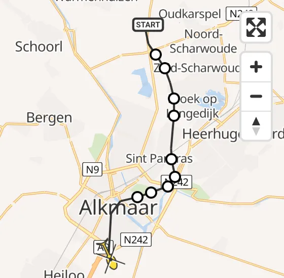 Vlucht Traumahelikopter PH-LLN van Oudkarspel naar Alkmaar op dinsdag 8 oktober 2024 10:06