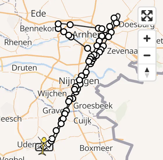 Vlucht Traumahelikopter PH-DOC van Vliegbasis Volkel naar Vliegbasis Volkel op dinsdag 8 oktober 2024 12:15