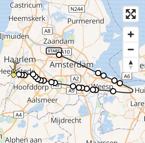 Vlucht Traumahelikopter PH-LLN van Amsterdam Heliport naar Heemstede op dinsdag 8 oktober 2024 12:27