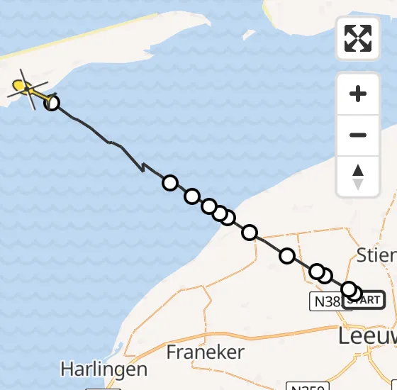 Vlucht Ambulancehelikopter PH-OOP van Vliegbasis Leeuwarden naar Formerum op dinsdag 8 oktober 2024 12:32