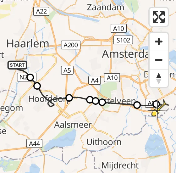 Vlucht Traumahelikopter PH-LLN van Heemstede naar Academisch Medisch Centrum (AMC) op dinsdag 8 oktober 2024 13:06