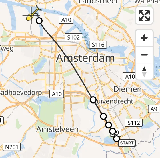 Vlucht Traumahelikopter PH-LLN van Academisch Medisch Centrum (AMC) naar Amsterdam Heliport op dinsdag 8 oktober 2024 13:37