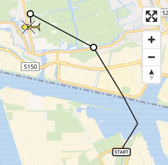 Vlucht Traumahelikopter PH-LLN van Amsterdam Heliport naar Westzaan op dinsdag 8 oktober 2024 14:35