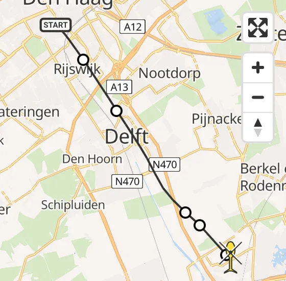 Vlucht Traumahelikopter PH-HVB van Den Haag naar Rotterdam The Hague Airport op dinsdag 8 oktober 2024 14:51