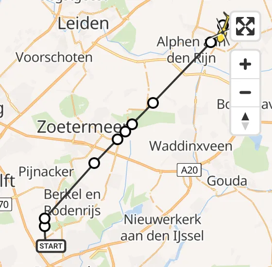 Vlucht Traumahelikopter PH-HVB van Rotterdam The Hague Airport naar Ter Aar op dinsdag 8 oktober 2024 16:49