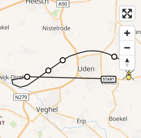 Vlucht Traumahelikopter PH-DOC van Uden naar Vliegbasis Volkel op dinsdag 8 oktober 2024 16:56