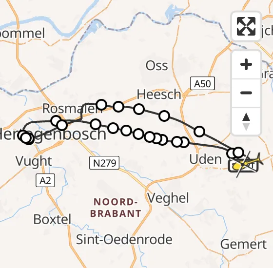 Vlucht Politiehelikopter PH-PXD van Vliegbasis Volkel naar Vliegbasis Volkel op dinsdag 8 oktober 2024 17:05