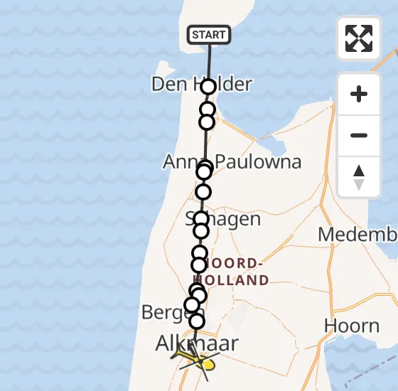 Vlucht Ambulancehelikopter PH-OOP van Den Hoorn naar Alkmaar op dinsdag 8 oktober 2024 17:14