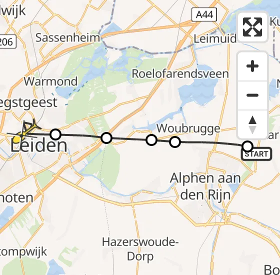 Vlucht Traumahelikopter PH-HVB van Ter Aar naar Leiden op dinsdag 8 oktober 2024 17:26