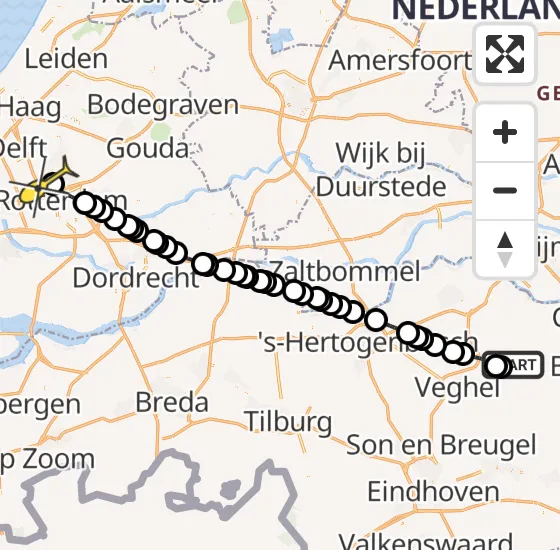 Vlucht Politiehelikopter PH-PXD van Vliegbasis Volkel naar Rotterdam The Hague Airport op dinsdag 8 oktober 2024 17:29