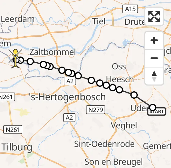 Vlucht Traumahelikopter PH-DOC van Vliegbasis Volkel naar Poederoijen op dinsdag 8 oktober 2024 17:56