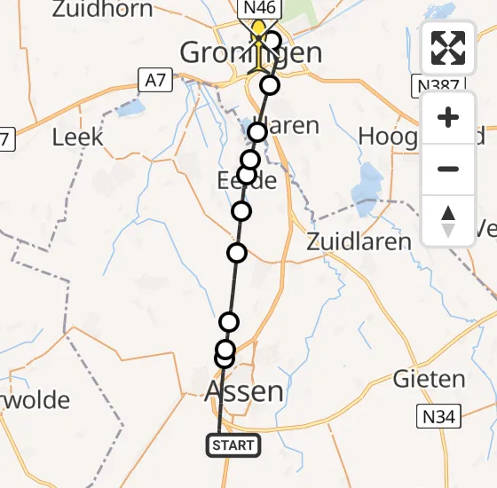 Vlucht Traumahelikopter PH-TTR van Assen naar Universitair Medisch Centrum Groningen op dinsdag 8 oktober 2024 18:00