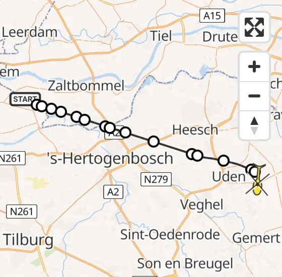 Vlucht Traumahelikopter PH-DOC van Poederoijen naar Vliegbasis Volkel op dinsdag 8 oktober 2024 18:24