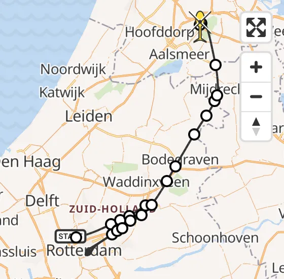 Vlucht Politiehelikopter PH-PXD van Rotterdam The Hague Airport naar Schiphol op dinsdag 8 oktober 2024 18:33