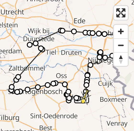 Vlucht Politiehelikopter PH-PXA van Vliegbasis Volkel naar Volkel op dinsdag 8 oktober 2024 20:41