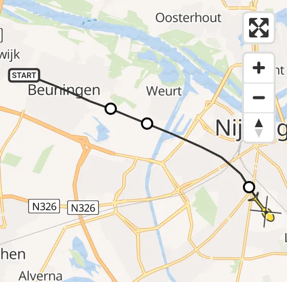 Vlucht Traumahelikopter PH-DOC van Beuningen Gld naar Radboud Universitair Medisch Centrum op dinsdag 8 oktober 2024 22:18