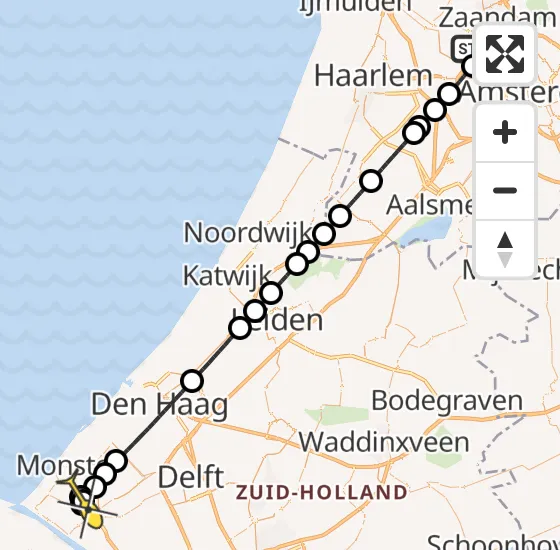 Vlucht Traumahelikopter PH-LLN van Amsterdam Heliport naar 's-Gravenzande op dinsdag 8 oktober 2024 22:23