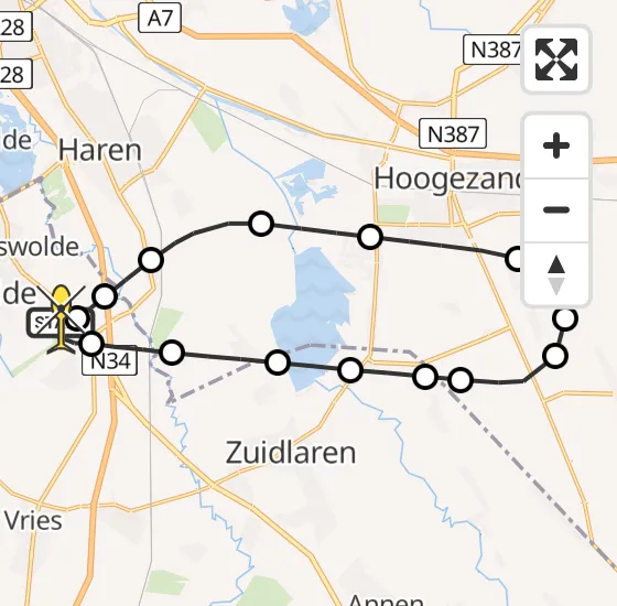 Vlucht Traumahelikopter PH-TTR van Groningen Airport Eelde naar Groningen Airport Eelde op woensdag 9 oktober 2024 8:37