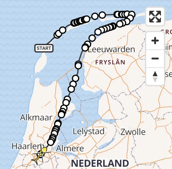 Vlucht Politiehelikopter PH-PXX van Vlieland naar Schiphol op woensdag 9 oktober 2024 10:17