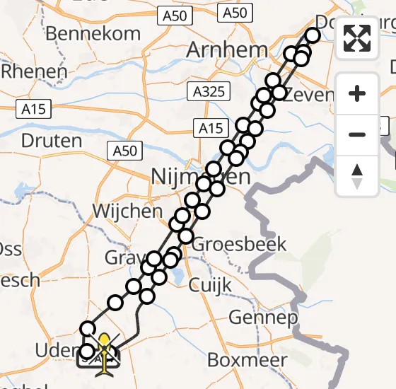 Vlucht Traumahelikopter PH-DOC van Vliegbasis Volkel naar Vliegbasis Volkel op woensdag 9 oktober 2024 11:15