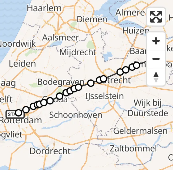 Vlucht Traumahelikopter PH-HVB van Rotterdam The Hague Airport naar Amersfoort op woensdag 9 oktober 2024 11:21