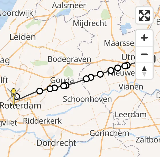 Vlucht Traumahelikopter PH-HVB van Universitair Medisch Centrum Utrecht naar Rotterdam The Hague Airport op woensdag 9 oktober 2024 12:29