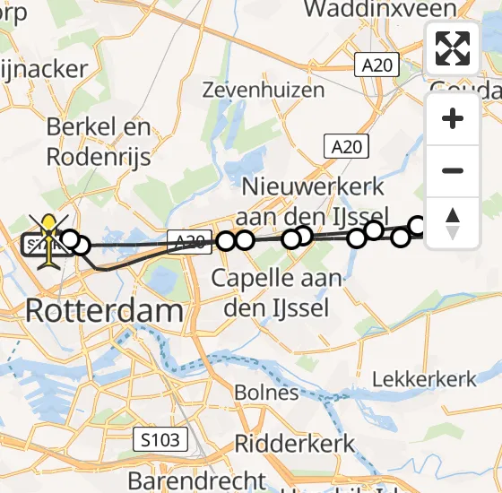 Vlucht Traumahelikopter PH-HVB van Rotterdam The Hague Airport naar Rotterdam The Hague Airport op woensdag 9 oktober 2024 13:41