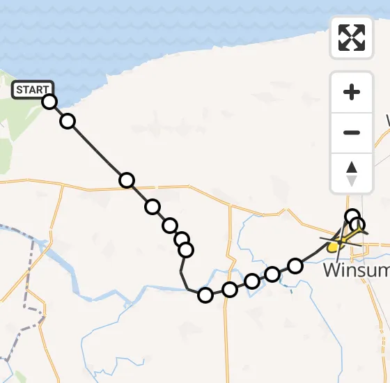 Vlucht Traumahelikopter PH-TTR van Lauwersoog naar Winsum op woensdag 9 oktober 2024 15:07