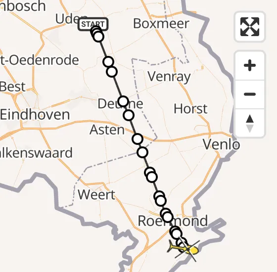 Vlucht Traumahelikopter PH-DOC van Vliegbasis Volkel naar Posterholt op woensdag 9 oktober 2024 15:25