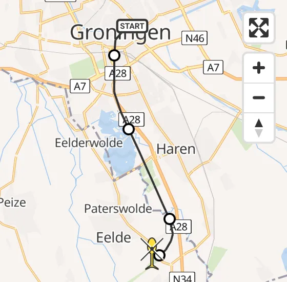 Vlucht Traumahelikopter PH-TTR van Universitair Medisch Centrum Groningen naar Groningen Airport Eelde op woensdag 9 oktober 2024 16:17