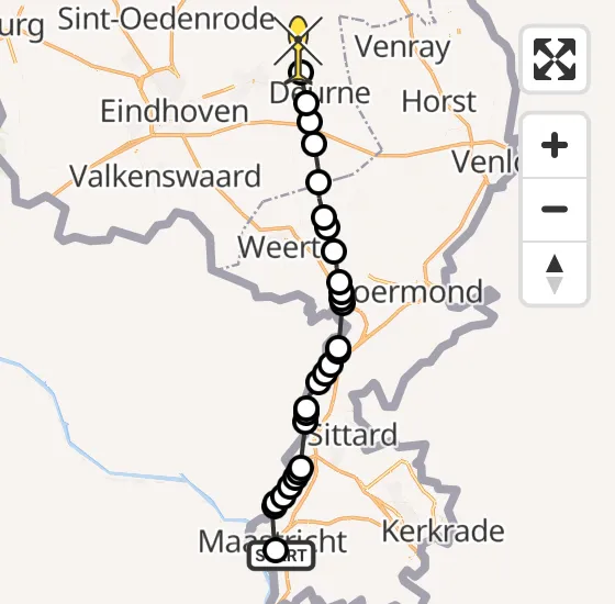 Vlucht Traumahelikopter PH-DOC van Maastricht UMC+ naar Bakel op woensdag 9 oktober 2024 16:37