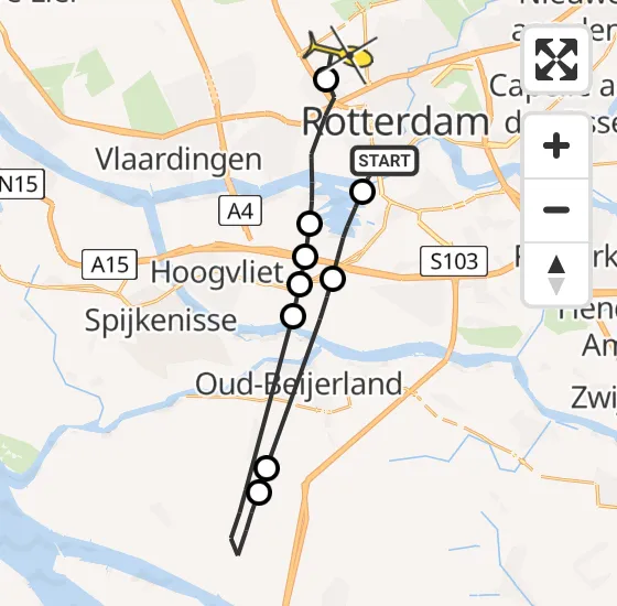 Vlucht Traumahelikopter PH-HVB van Erasmus MC naar Rotterdam The Hague Airport op woensdag 9 oktober 2024 17:00