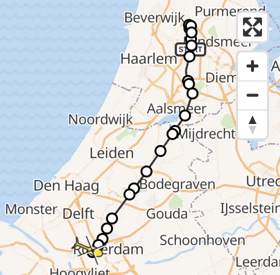 Vlucht Traumahelikopter PH-LLN van Amsterdam Heliport naar Schiedam op woensdag 9 oktober 2024 18:42