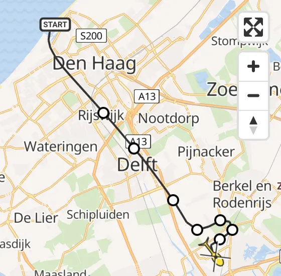 Vlucht Traumahelikopter PH-HVB van Den Haag naar Rotterdam The Hague Airport op woensdag 9 oktober 2024 19:51