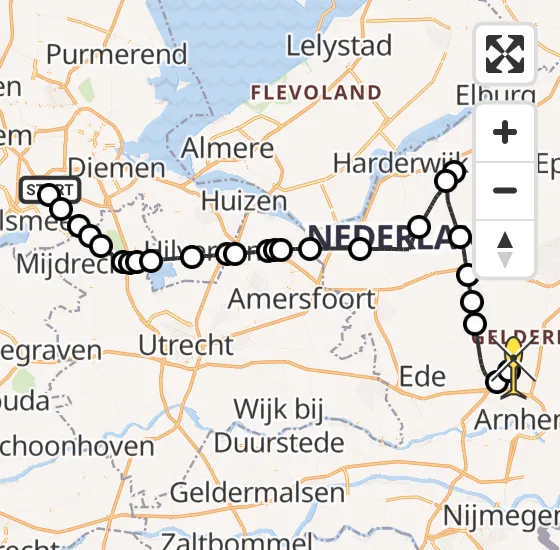 Vlucht Politiehelikopter PH-PXX van Schiphol naar Vliegbasis Deelen op woensdag 9 oktober 2024 20:02