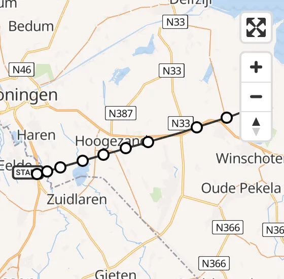 Vlucht Traumahelikopter PH-TTR van Groningen Airport Eelde naar Vliegveld Oostwold op woensdag 9 oktober 2024 20:38