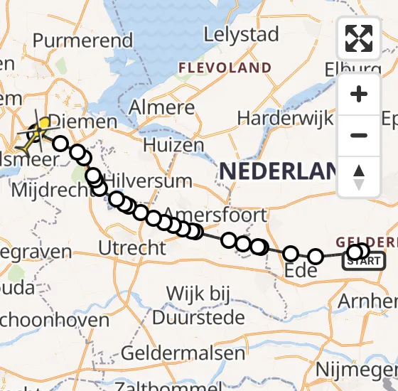 Vlucht Politiehelikopter PH-PXX van Vliegbasis Deelen naar Schiphol op woensdag 9 oktober 2024 21:18